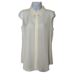 NWT Theory Modern Tanelis Blouse Ivory. Silk, Sleeveless. Size Small.